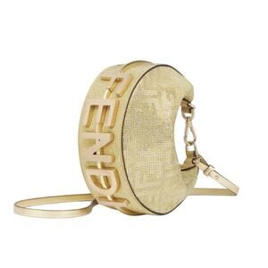 NEW!  FENDI GOLD CRYSTAL FENDIGRAPHY MINI SHOULDER HOBO BAG PURSE NWT AUTHENTIC